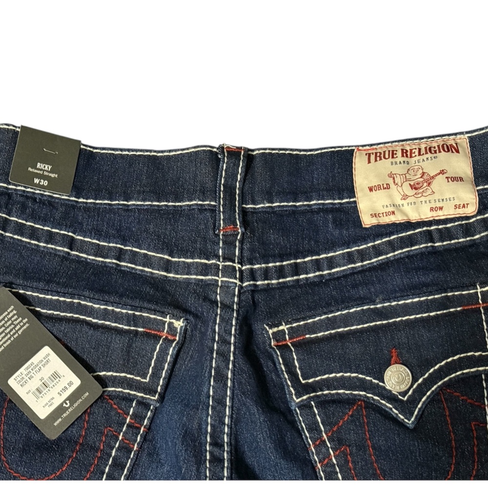 True Religion Ricky Big T Flap Shorts Dark Migration Wash SZ 30 - Picture 4 of 4